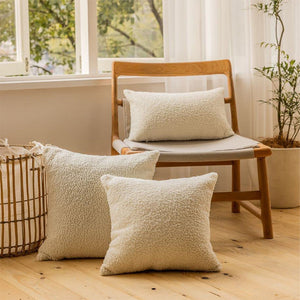 Set of 2 Teddy Faux Fluffy Solid Color Throw Pillows covers size 18"x18"