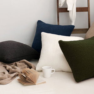 Set of 2 Teddy Faux Fluffy Solid Color Throw Pillows covers size 18"x18"