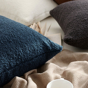 18"x18" Teddy Faux Fluffy Solid Color Pillows (With  Insert)