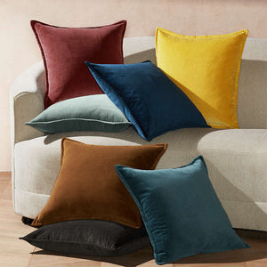 Velvet Throw Pillow  pack of 1, size 12"x20, 18"x18", 20"x20" options, Blue, velvet, 12X20 – Fancy & Stacy
