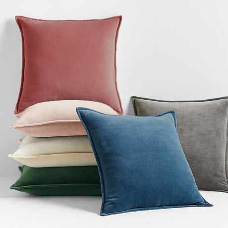 20''x20'' Luxe Velvet Throw Pillow  | 19 Colors – Soft & Elegant Piped Edge Design | Modern Couch & Bedroom Accent | Insert Included