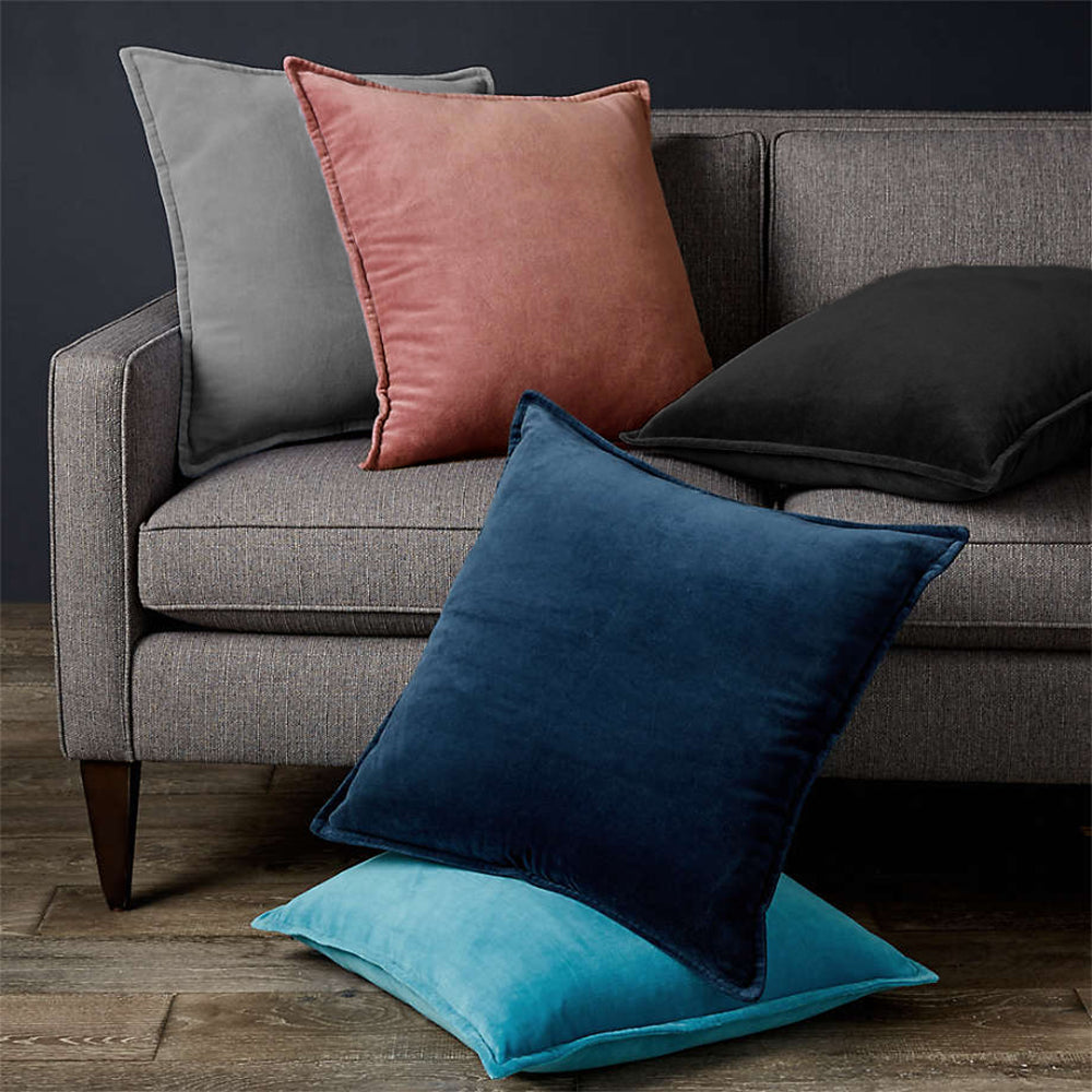 20''x20'' Luxe Velvet Throw Pillow  | 19 Colors – Soft & Elegant Piped Edge Design | Modern Couch & Bedroom Accent | Insert Included