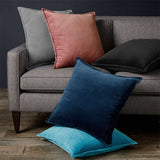 Velvet Throw Pillow  pack of 1, size 12"x20, 18"x18", 20"x20" options, Blue, velvet, 12X20 – Fancy & Stacy