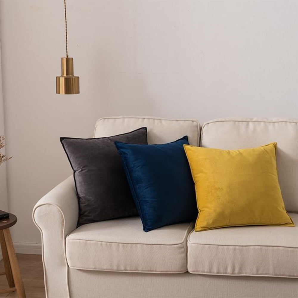 20''x20'' Luxe Velvet Throw Pillow  | 19 Colors – Soft & Elegant Piped Edge Design | Modern Couch & Bedroom Accent | Insert Included