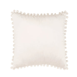 18''x18'' velvet pom-pom throw pillow | 7 colors soft & playful ball trim design | fun couch & bedroom accent | insert included