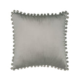 18''x18'' Velvet Pom-Pom Throw Pillow | 7 Colors – Soft & Playful Ball Trim Design | Fun Couch & Bedroom Accent | Insert Included
