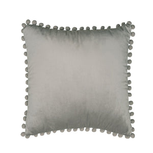 18''x18'' velvet pom-pom throw pillow | 7 colors soft & playful ball trim design | fun couch & bedroom accent | insert included