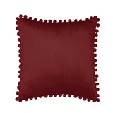 18''x18'' Velvet Pom-Pom Throw Pillow | 7 Colors – Soft & Playful Ball Trim Design | Fun Couch & Bedroom Accent | Insert Included