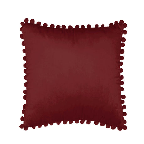 18''x18'' Velvet Pom-Pom Throw Pillow | 7 Colors – Soft & Playful Ball Trim Design | Fun Couch & Bedroom Accent | Insert Included