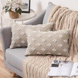 12''x20'' Tufted Floral lumbar support 100% cotton Throw Pillow | 7 Colors – Textured Daisy Stitch Design | Boho Chic Lumbar & Accent Pillow | Insert Included
