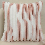 18"x18" Ribbed Ombre Faux Fur Pillow 5 Colors – Ultra-Soft Two-Tone Design Luxury Textured Accent Insert Included