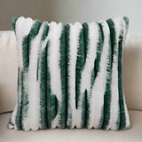 18"x18" Ribbed Ombre Faux Fur Pillow  – Ultra-Soft Two-Tone Design Luxury Textured Accent Insert Included - green