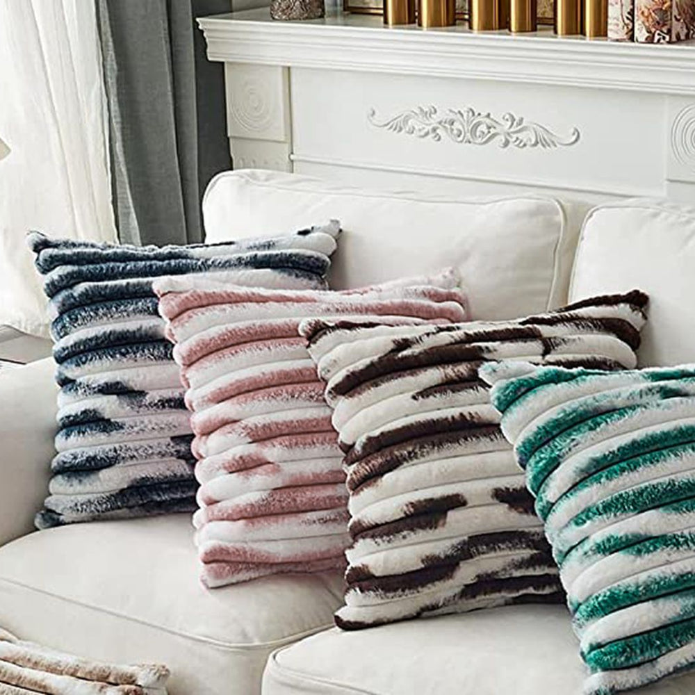 Set of 2 Polyester faux fur Throw Square Pillows  size 18"x18" Ombre colors