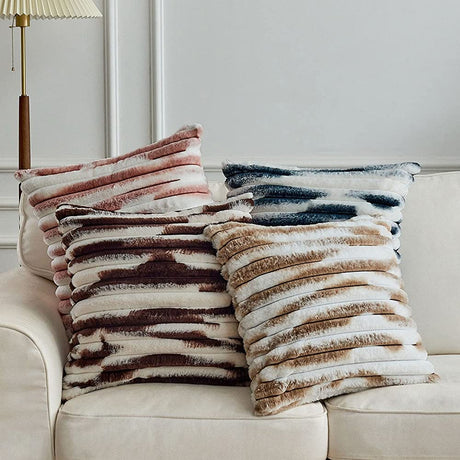 Set of 4 Double sides furry throw pillow case and insert 18"x18" square