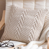 18"x 18" Square Throw Pillow | Textured Chenille Boho Cushion | 2 Insert Sizes Available + Neutral Color Choices