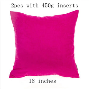 Pack of 2 Solid Colors Throw Pillows (With 450g each Insert) size 18"x18"