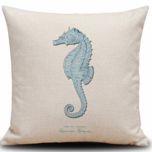Set of 4 Square Cloth Throw Pillow Ocean themes 18"x18"(With 450g Inserts)