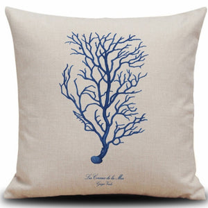 Set of 4 Square Cloth Throw Pillow Ocean themes 18"x18"(With 450g Inserts)