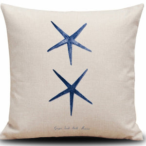 Set of 4 Square Cloth Throw Pillow covers Ocean themes 18"x18"