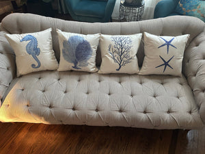 Set of 4 Square Cloth Throw Pillow covers Ocean themes 18"x18"