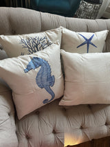 Set of 4 Square Cloth Throw Pillow covers Ocean themes 18"x18"