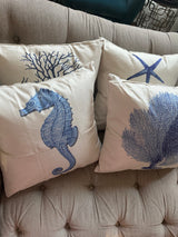 Set of 4 Square Cloth Throw Pillow covers Ocean themes 18"x18"