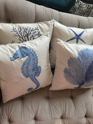 Set of 4 Square Cloth Throw Pillow covers Ocean themes 18"x18"