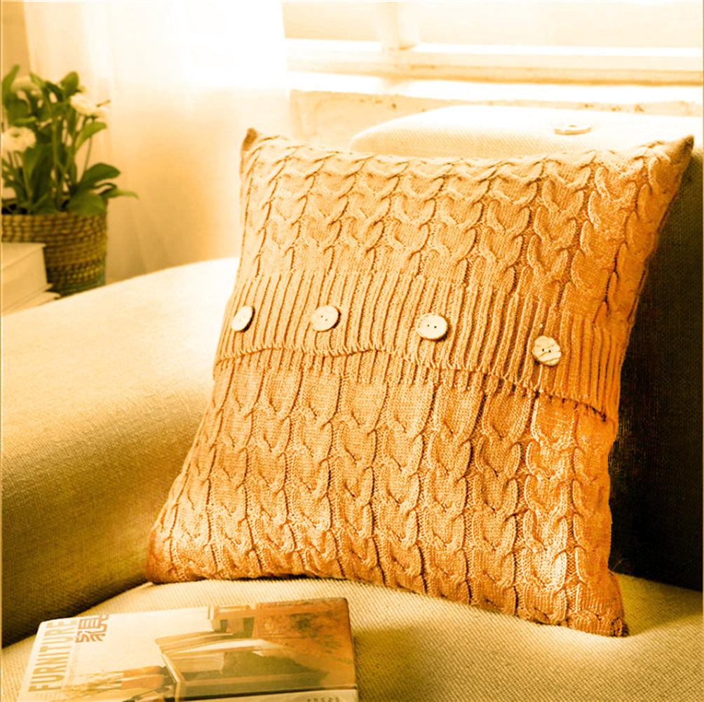 Knitted Cozy Home Decoration Throw Pillow cover 18"x18"