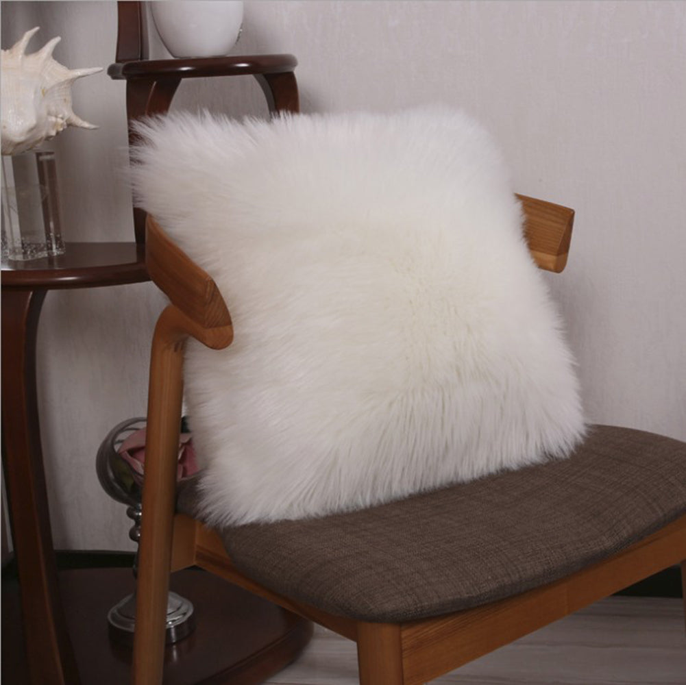 Pack of 1 Furry fur (front) Faux (back) pillow 3 sizes and colors options, Blue, fur, 18X18 – Fancy & Stacy