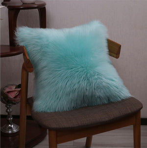 Pack of 1 Furry fur (front) Faux (back)Throw pillow cover 3 sizes and colors options