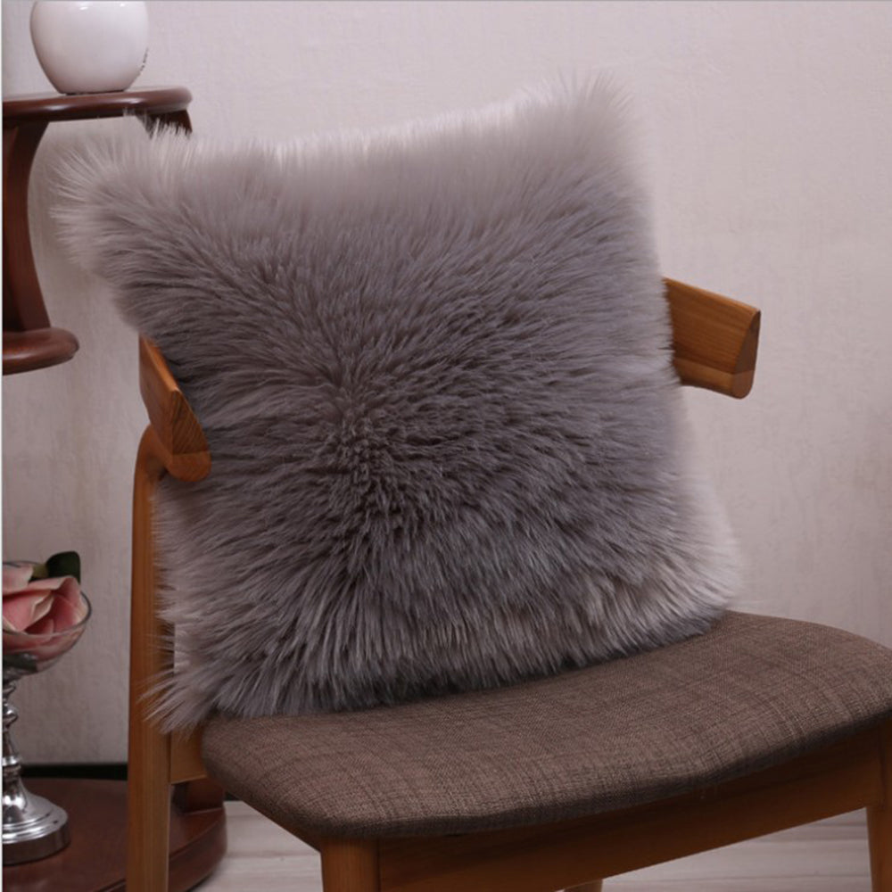 Pack of 1 Furry fur (front) Faux (back)Throw pillow cover 3 sizes and colors options