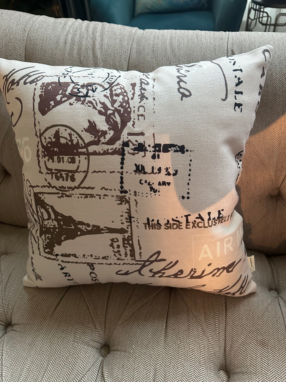 Vintage Postcard Eiffel Tower Throw Pillow Covers  size 18"x18"