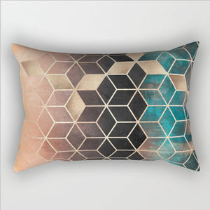 modern geometric lumbar throw pillow covers and 330g inserts Set of 2