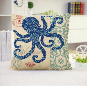 Set of 2 18''x18'' coastal print throw pillow covers| 15 designs nautical & beach themed  Set of 2