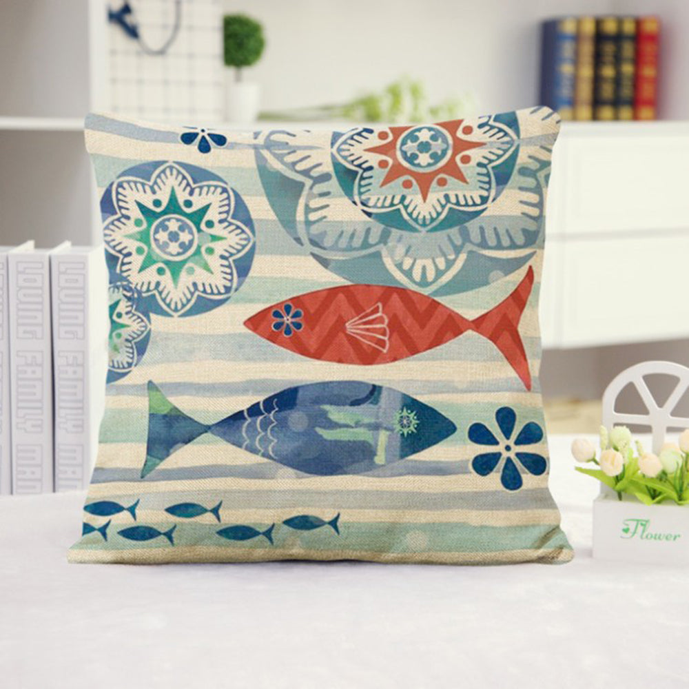 Set of 2 18''x18'' coastal print throw pillow covers| 15 designs nautical & beach themed  Set of 2
