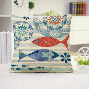 Set of 2 18''x18'' coastal print throw pillow covers| 15 designs nautical & beach themed  Set of 2