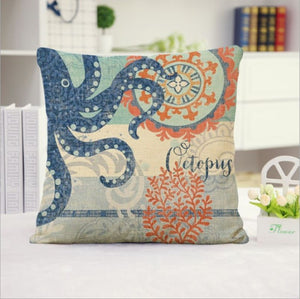 Set of 2 18''x18'' coastal print throw pillow covers| 15 designs nautical & beach themed  Set of 2