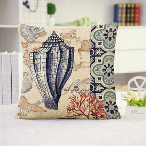 Set of 2 18''x18'' coastal print throw pillow covers| 15 designs nautical & beach themed  Set of 2