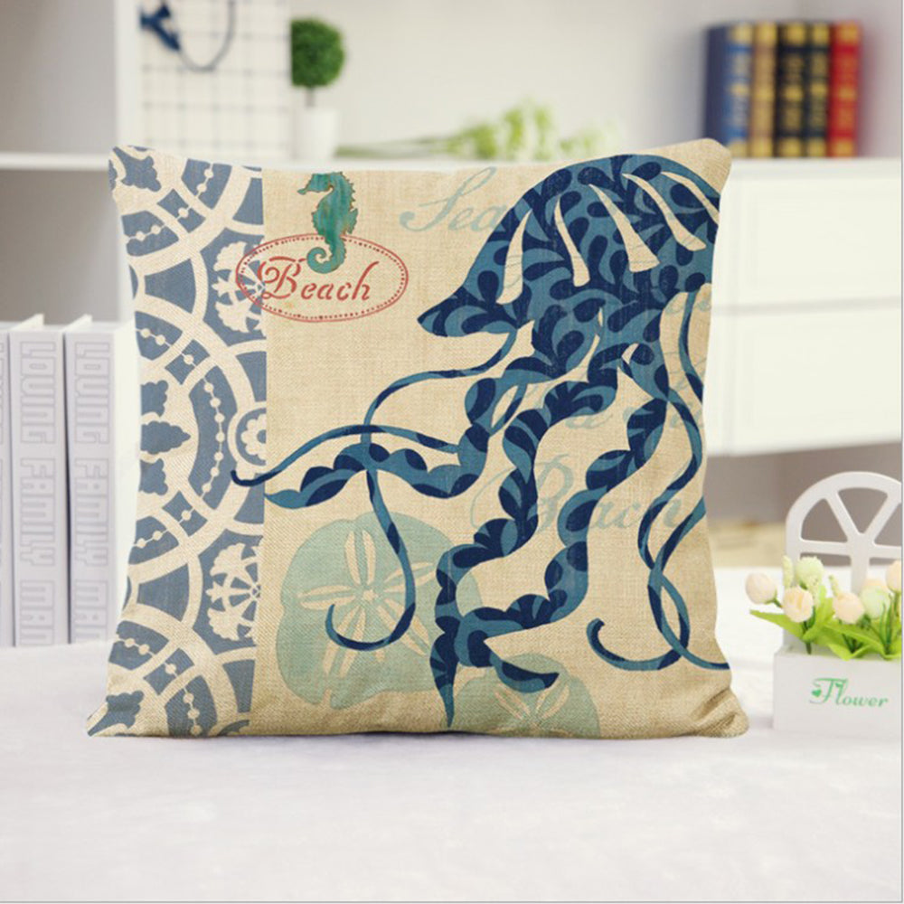 Set of 2 18''x18'' coastal print throw pillow covers| 15 designs nautical & beach themed  Set of 2