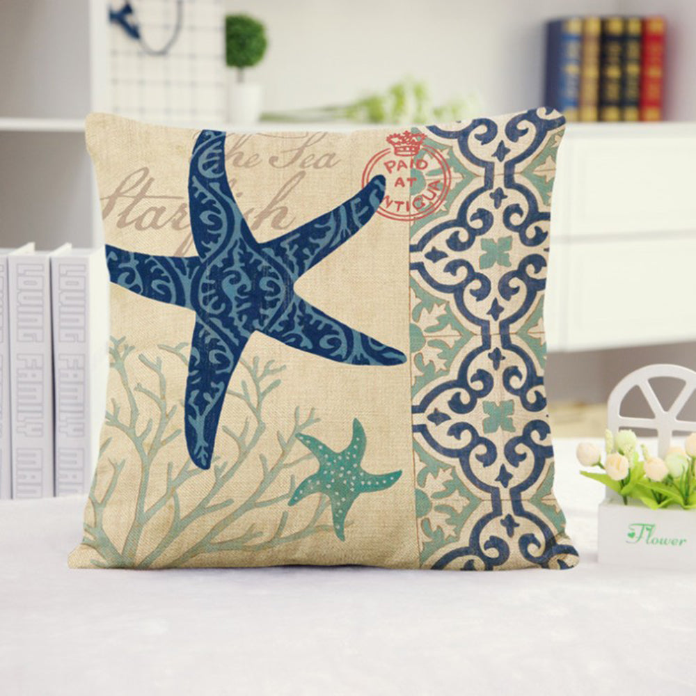 Set of 2 18''x18'' coastal print throw pillow covers| 15 designs nautical & beach themed  Set of 2
