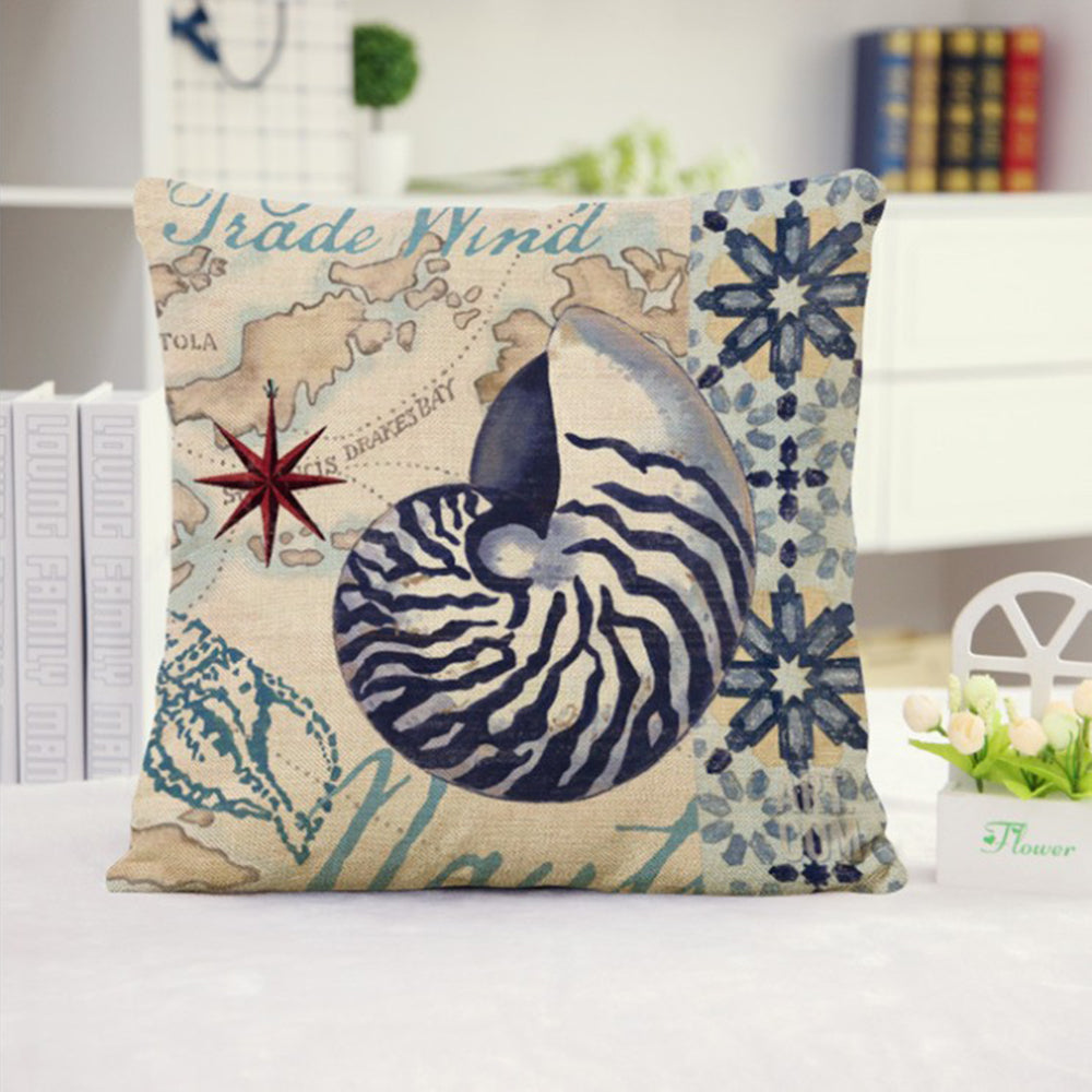 18''x18'' coastal print throw pillow | 15 designs nautical & beach themed insert included