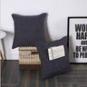 Set of 2 Polyester/Linen Blend Throw Pillow with magazine or tablet pocket on the side  size 18"x18"  450g insert
