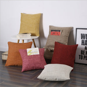 Set of 2 Polyester/Linen Blend Throw Pillow with magazine or tablet pocket on the side  size 18"x18"  450g insert