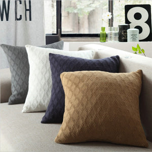 18"x18" Geometric Knit Throw Pillow | Textured Diamond Pattern | 5 Neutral Color Options + Insert Sizes