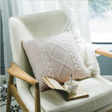 18"x18" Cable Knit Throw Pillow | Soft Pastel Colors + Mustard Yellow | 4 Color Options + Insert Sizes