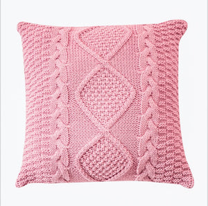 18"x18" Cable Knit Throw Pillow in Soft Pastel & Mustard Yellow