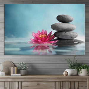 Zen Serenity Triptych Canvas Art, Lotus Flower and Balancing