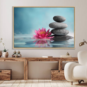 Zen Serenity Triptych Canvas Art, Lotus Flower and Balancing