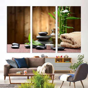 Zen Serenity Triptych Canvas Art, Pink Lotus Flower and