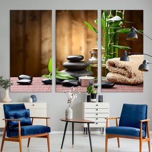 Zen Serenity Triptych Canvas Art, Pink Lotus Flower and
